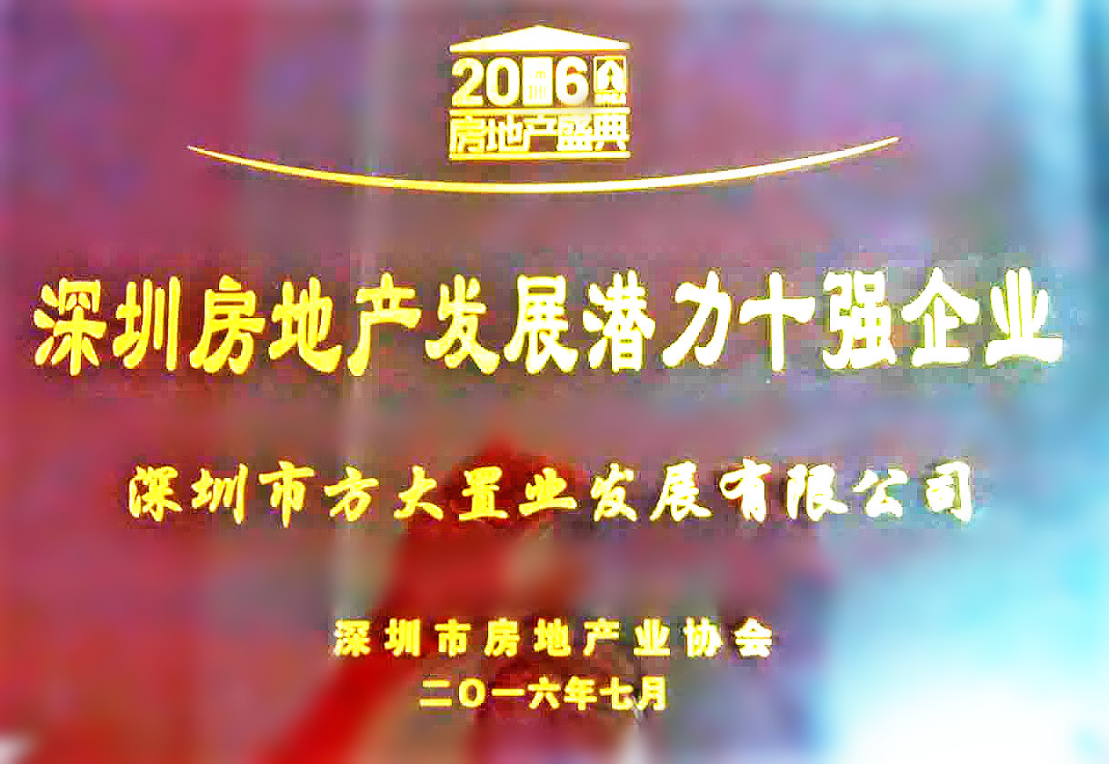 2016 深圳房地產發展潛力十強企業